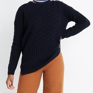 Madewell Patchwork Cableknit Tunic Sweater NWT